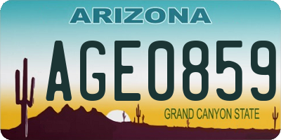 AZ license plate AGE0859