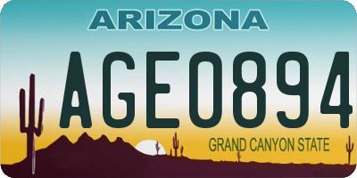 AZ license plate AGE0894