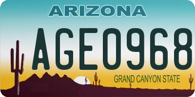 AZ license plate AGE0968