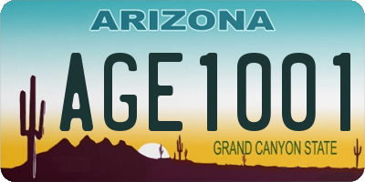 AZ license plate AGE1001