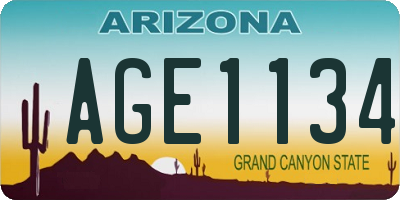 AZ license plate AGE1134