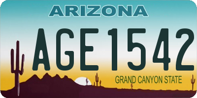 AZ license plate AGE1542