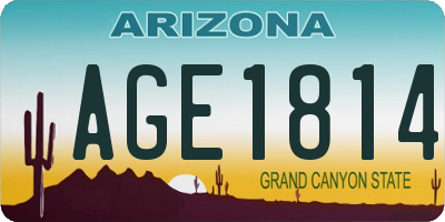 AZ license plate AGE1814