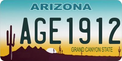 AZ license plate AGE1912