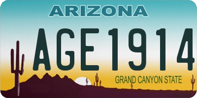 AZ license plate AGE1914