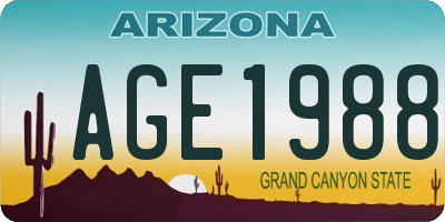 AZ license plate AGE1988