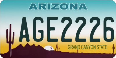 AZ license plate AGE2226
