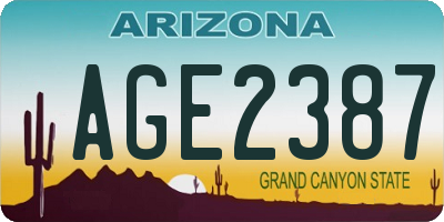 AZ license plate AGE2387