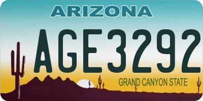 AZ license plate AGE3292