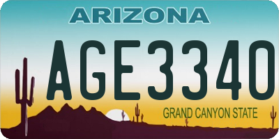 AZ license plate AGE3340