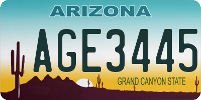 AZ license plate AGE3445