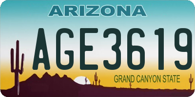 AZ license plate AGE3619