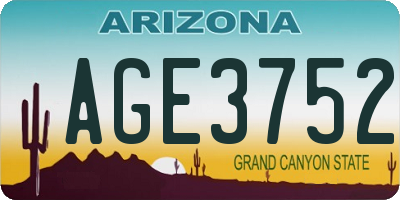 AZ license plate AGE3752