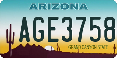 AZ license plate AGE3758