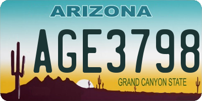 AZ license plate AGE3798
