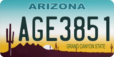 AZ license plate AGE3851