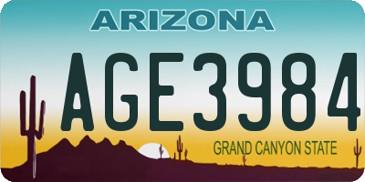 AZ license plate AGE3984