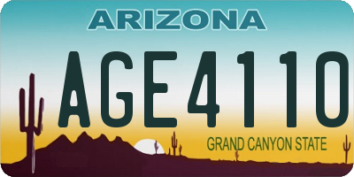 AZ license plate AGE4110