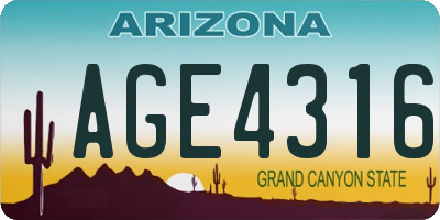 AZ license plate AGE4316