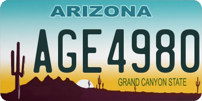 AZ license plate AGE4980