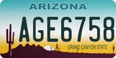 AZ license plate AGE6758