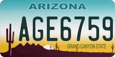 AZ license plate AGE6759