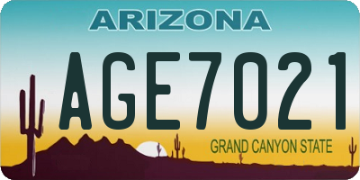 AZ license plate AGE7021