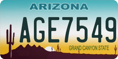 AZ license plate AGE7549