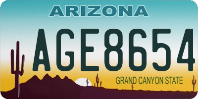 AZ license plate AGE8654