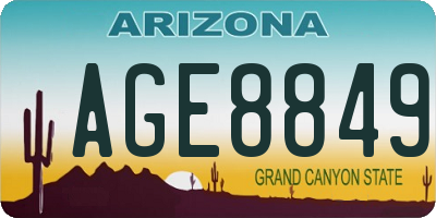 AZ license plate AGE8849