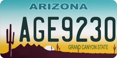 AZ license plate AGE9230