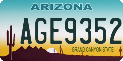 AZ license plate AGE9352