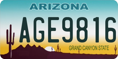 AZ license plate AGE9816