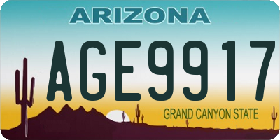 AZ license plate AGE9917