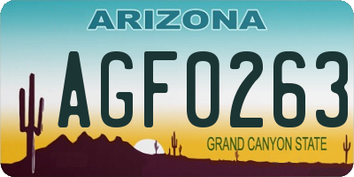 AZ license plate AGF0263