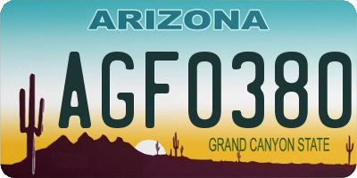 AZ license plate AGF0380