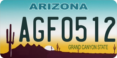 AZ license plate AGF0512