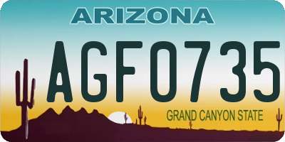 AZ license plate AGF0735
