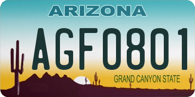 AZ license plate AGF0801