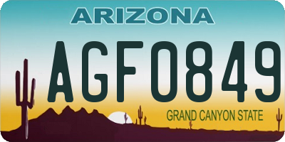 AZ license plate AGF0849