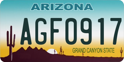 AZ license plate AGF0917