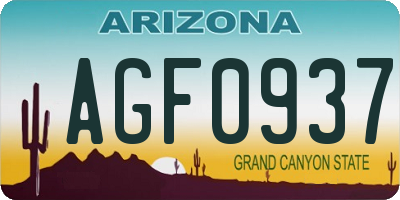 AZ license plate AGF0937