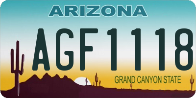 AZ license plate AGF1118