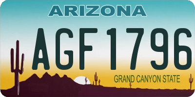 AZ license plate AGF1796