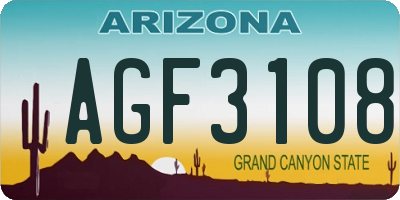 AZ license plate AGF3108