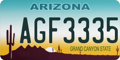 AZ license plate AGF3335
