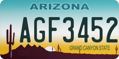 AZ license plate AGF3452