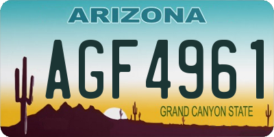 AZ license plate AGF4961