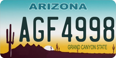 AZ license plate AGF4998