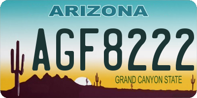 AZ license plate AGF8222